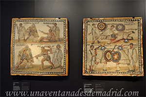 Museo Arqueolgico Nacional, Mosaicos con escenas de la lucha de gladiadores